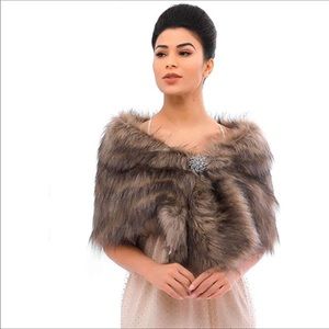 Shawls and Wraps Wedding Faux Fox Fur Stole Bridal